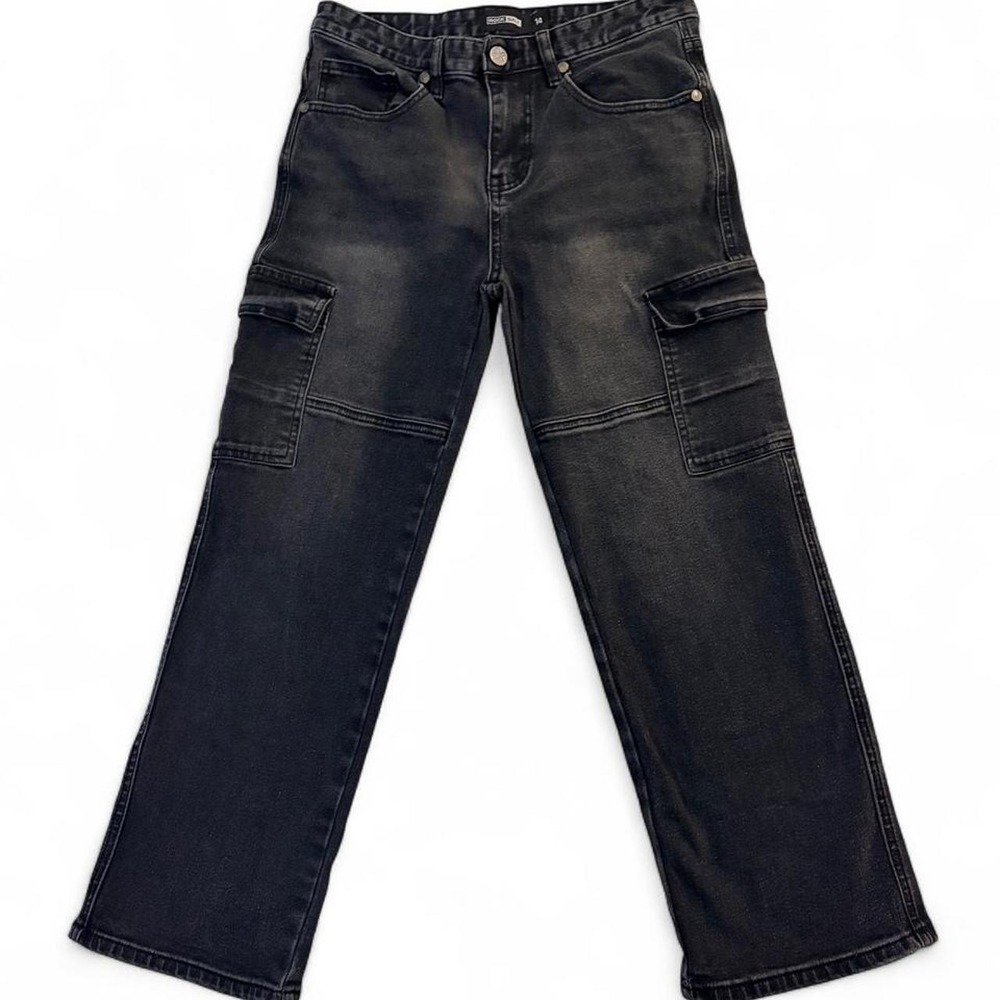 Rock Salt Mens 30 Black Cargo Y2K Jeans R821088-BW-JN2 Straight Leg Denim